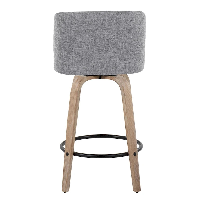 26" Fixed-Height Counter Stool with Whitewashed Wood Base, Set of 2