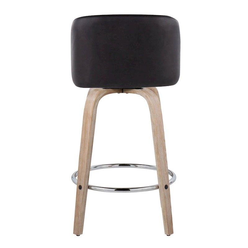 26" Fixed-Height Counter Stool with Whitewashed Wood Base, Set of 2