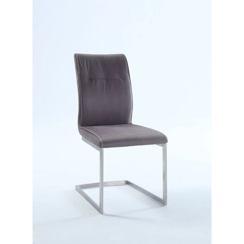 Plush Fabric Cantilever Side Chair with Highlight Stitching, Set of 2