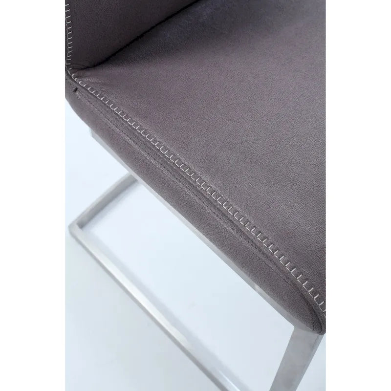 Plush Fabric Cantilever Side Chair with Highlight Stitching, Set of 2