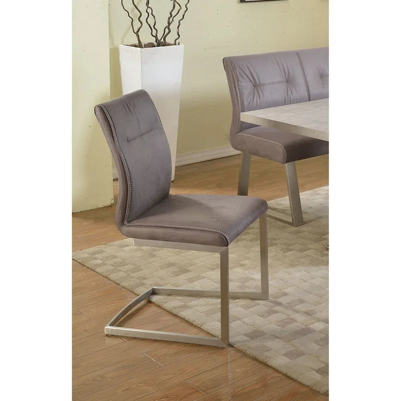 Plush Fabric Cantilever Side Chair with Highlight Stitching, Set of 2