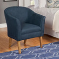 Navy Chunky Textured Tub Accent Chair with Driftwood Legs