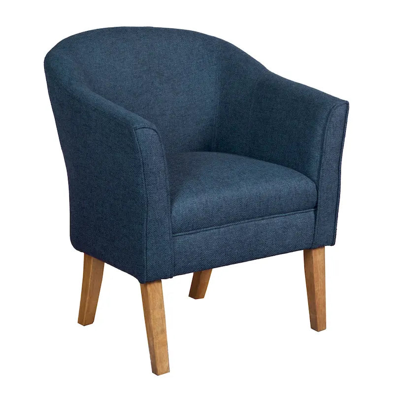 Navy Chunky Textured Tub Accent Chair with Driftwood Legs