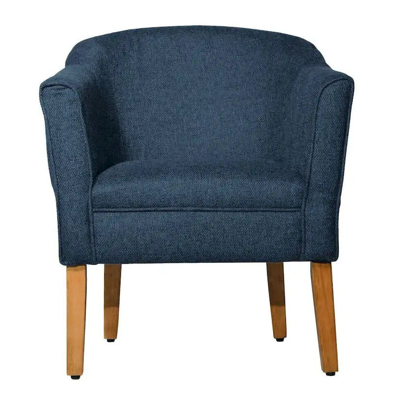Navy Chunky Textured Tub Accent Chair with Driftwood Legs