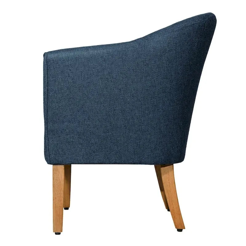 Navy Chunky Textured Tub Accent Chair with Driftwood Legs