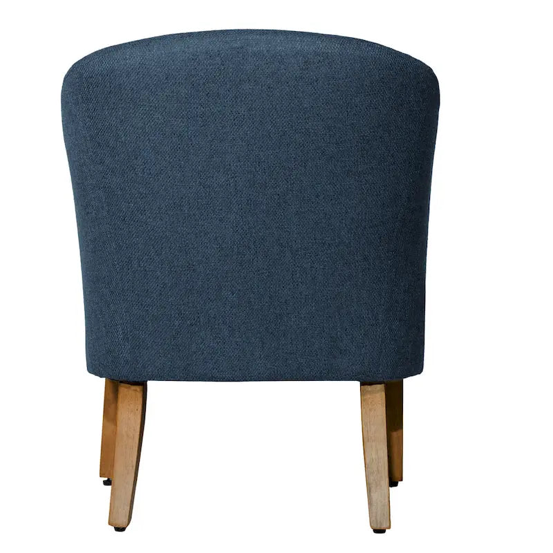 Navy Chunky Textured Tub Accent Chair with Driftwood Legs