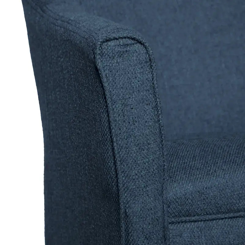 Navy Chunky Textured Tub Accent Chair with Driftwood Legs