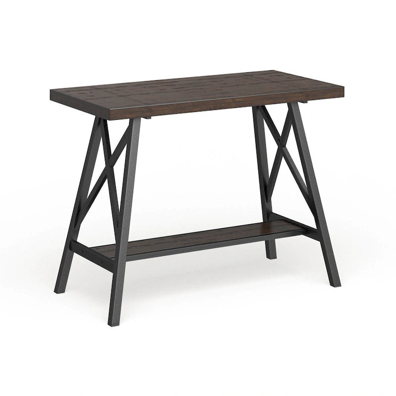 Industrial Weathered Oak 47" Counter Height Table with Metal Legs