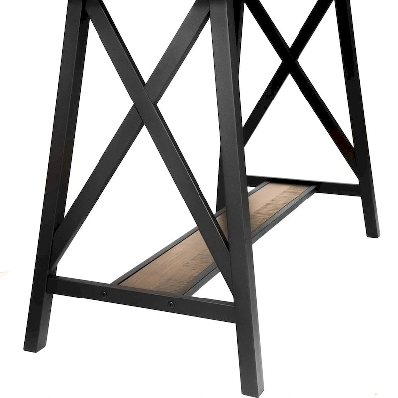 Industrial Weathered Oak 47" Counter Height Table with Metal Legs