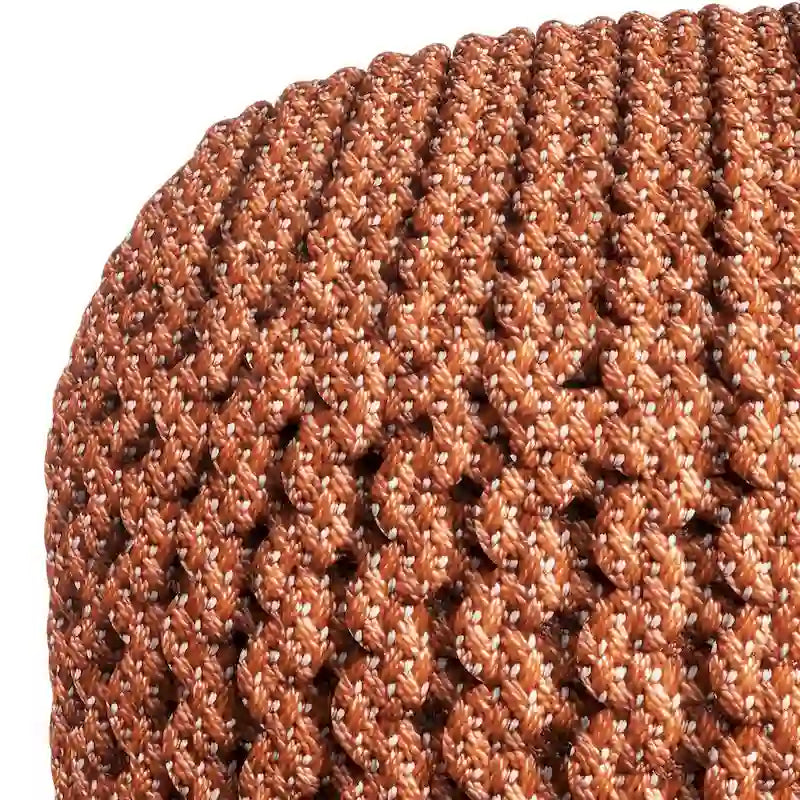 Round Knitted Pouf in Orange Recycled PET Polyester
