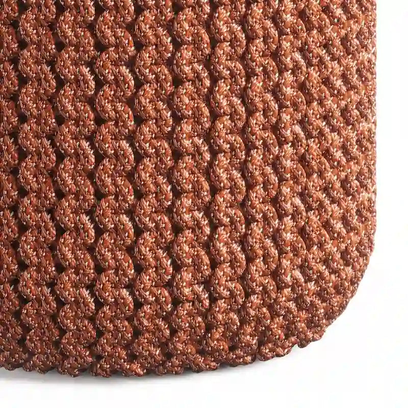 Round Knitted Pouf in Orange Recycled PET Polyester
