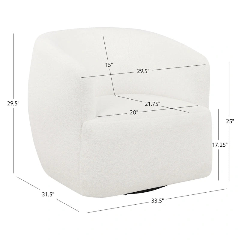 White Sherpa 360-Degree Swivel Barrel Chair