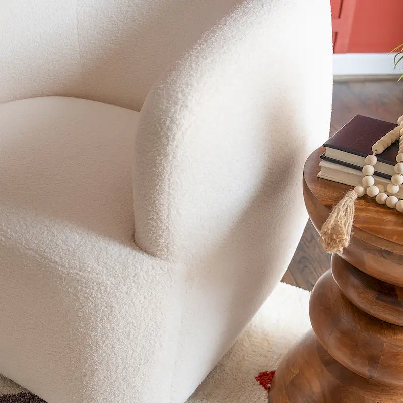 White Sherpa 360-Degree Swivel Barrel Chair
