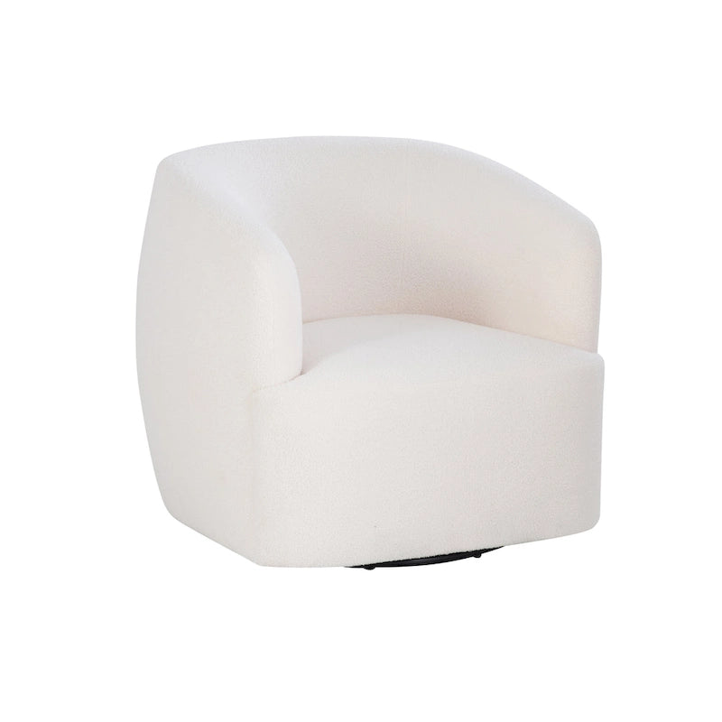 White Sherpa 360-Degree Swivel Barrel Chair