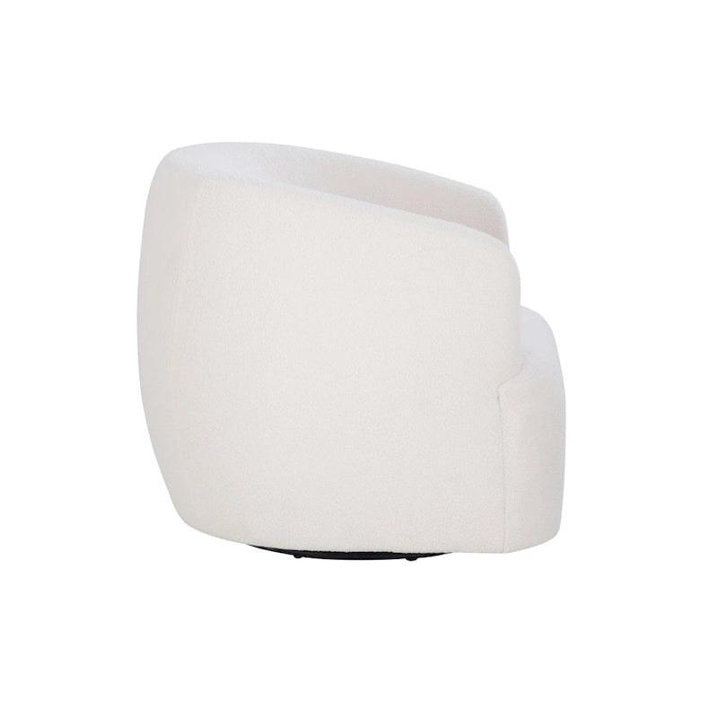 White Sherpa 360-Degree Swivel Barrel Chair