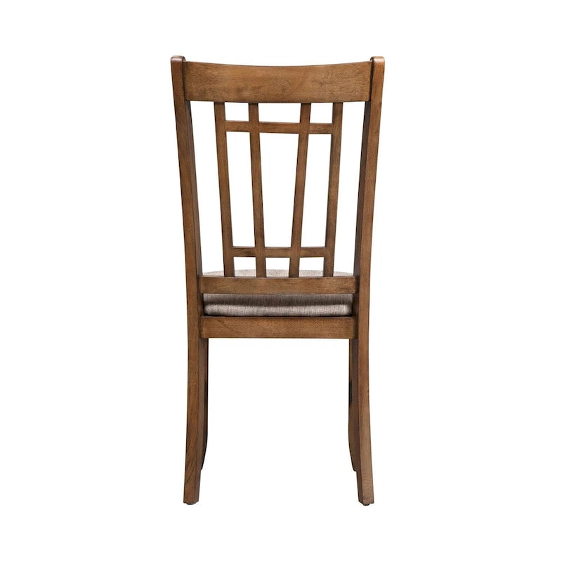 Antique Honey Lattice Back Side Chair in Rubberwood, Set of 2