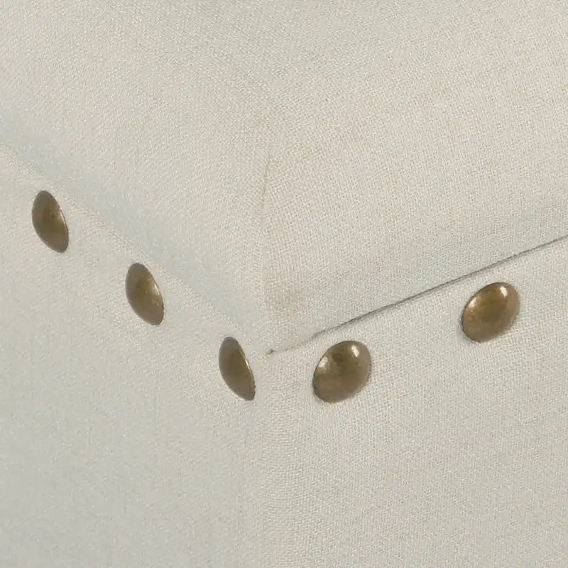 Tufted Linen Storage Bench with Walnut Legs, 42"