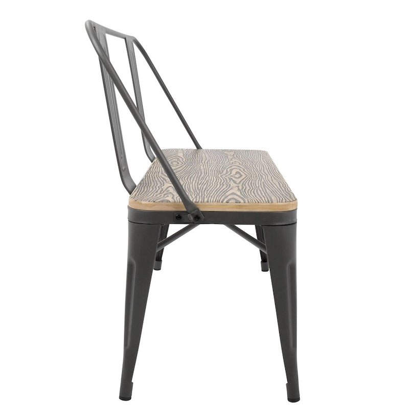Industrial Metal and Bamboo Dining / Entryway Bench
