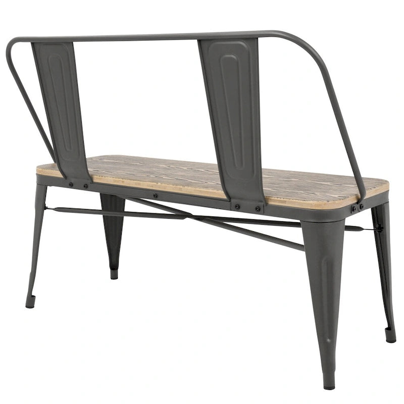 Industrial Metal and Bamboo Dining / Entryway Bench