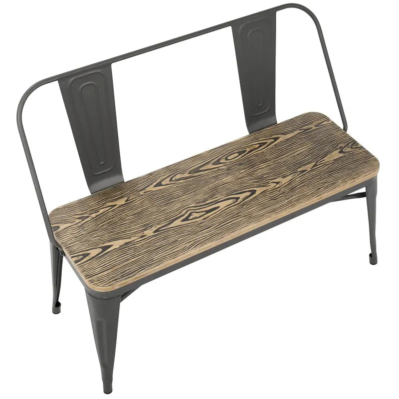 Industrial Metal and Bamboo Dining / Entryway Bench