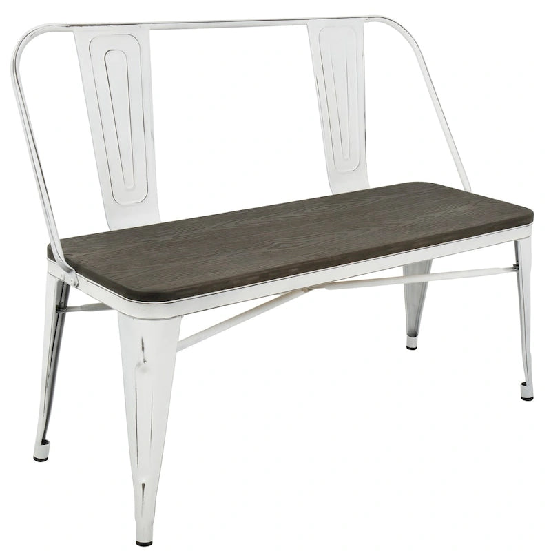 Industrial Metal and Bamboo Dining / Entryway Bench
