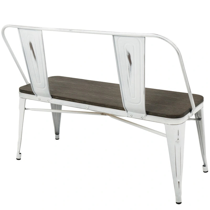 Industrial Metal and Bamboo Dining / Entryway Bench