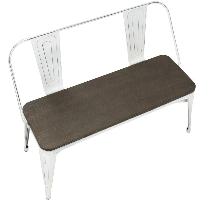 Industrial Metal and Bamboo Dining / Entryway Bench