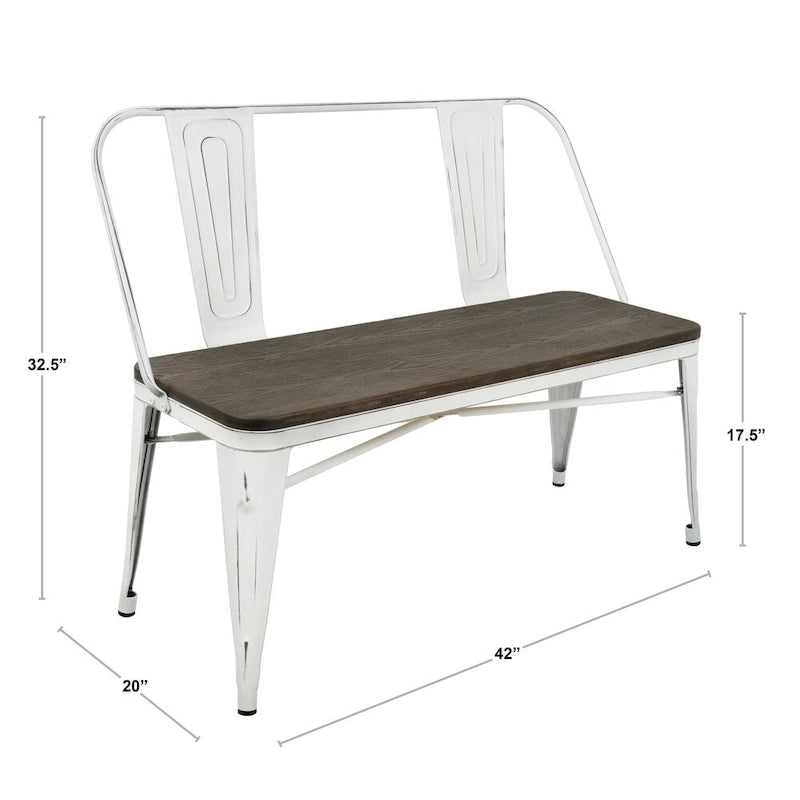 Industrial Metal and Bamboo Dining / Entryway Bench