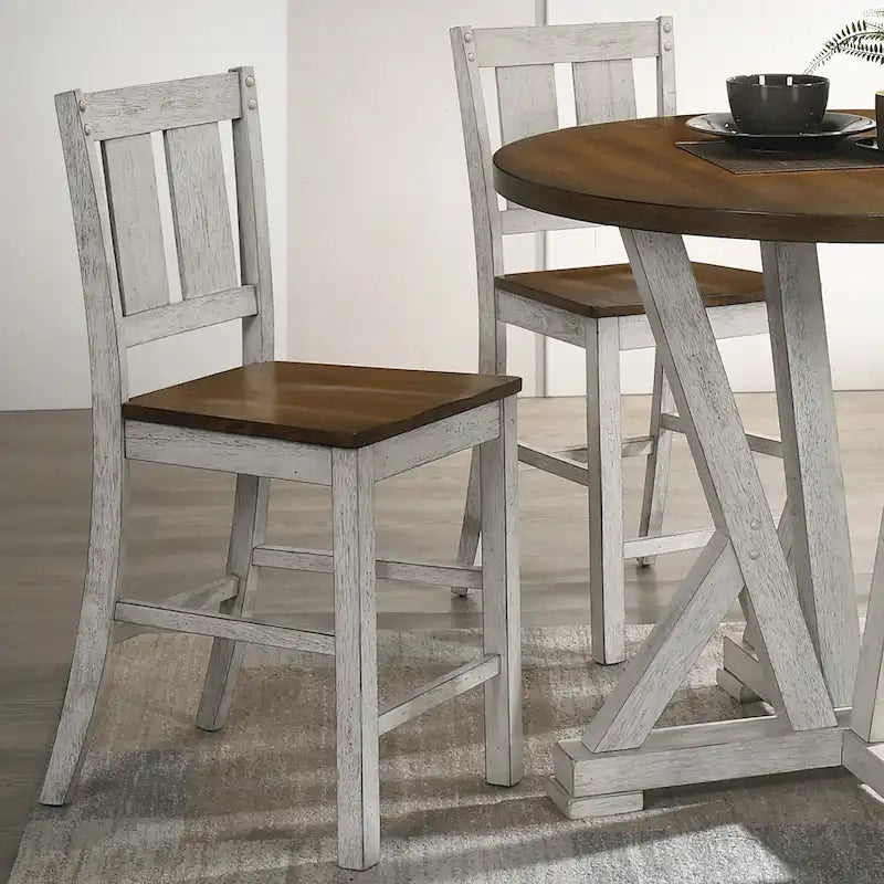 Rustic Wood Counter Height Chairs, Set of 2