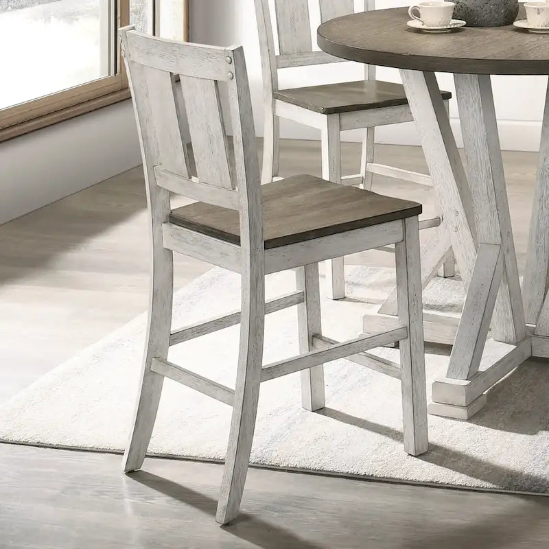 Rustic Wood Counter Height Chairs, Set of 2