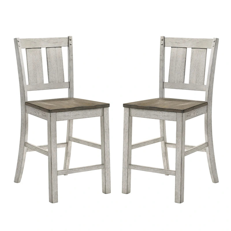 Rustic Wood Counter Height Chairs, Set of 2