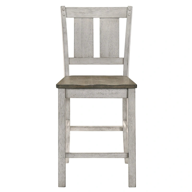 Rustic Wood Counter Height Chairs, Set of 2