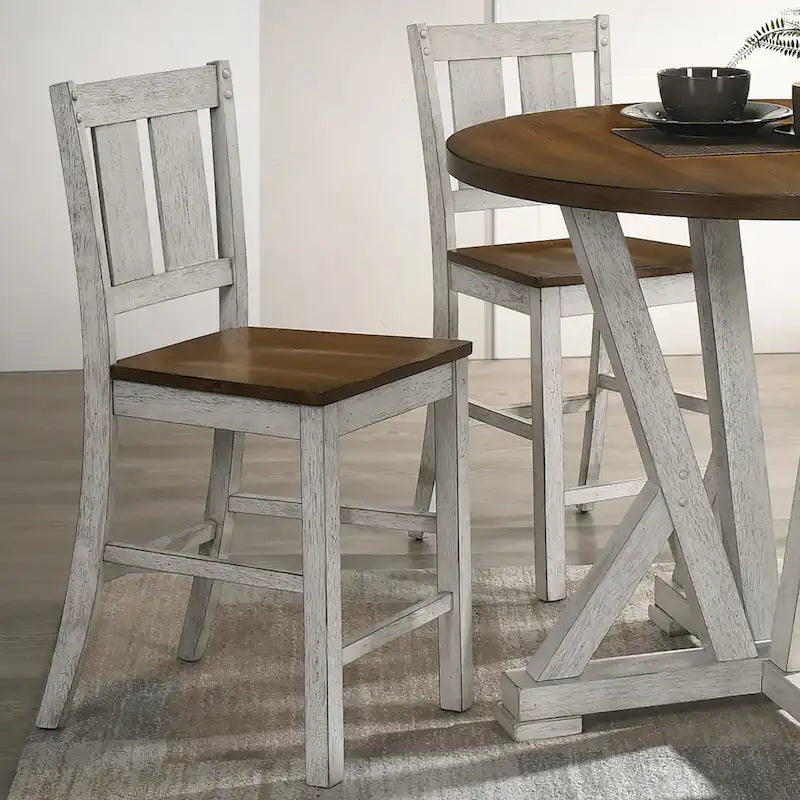 Rustic Wood Counter Height Chairs, Set of 2