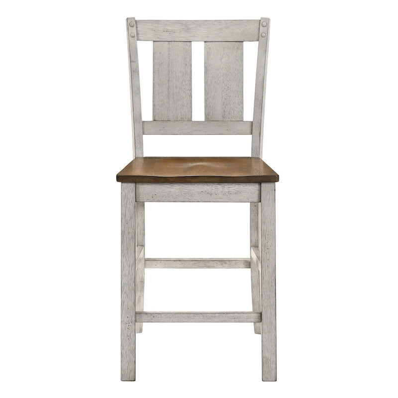 Rustic Wood Counter Height Chairs, Set of 2