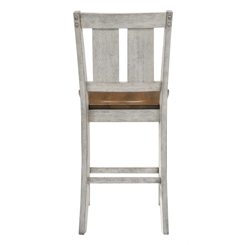 Rustic Wood Counter Height Chairs, Set of 2