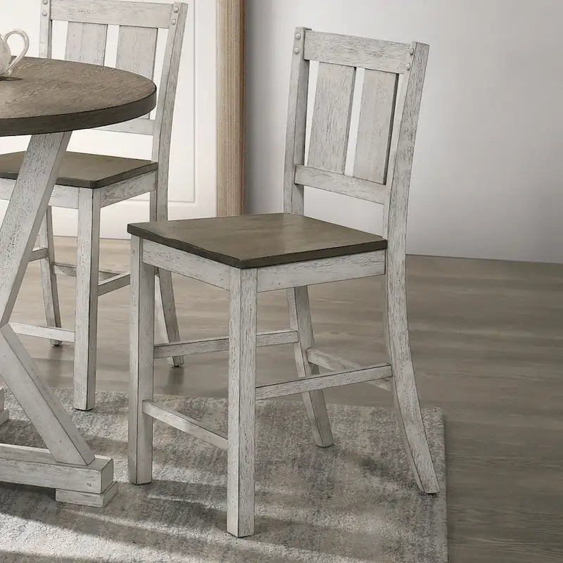 Rustic Wood Counter Height Chairs, Set of 2