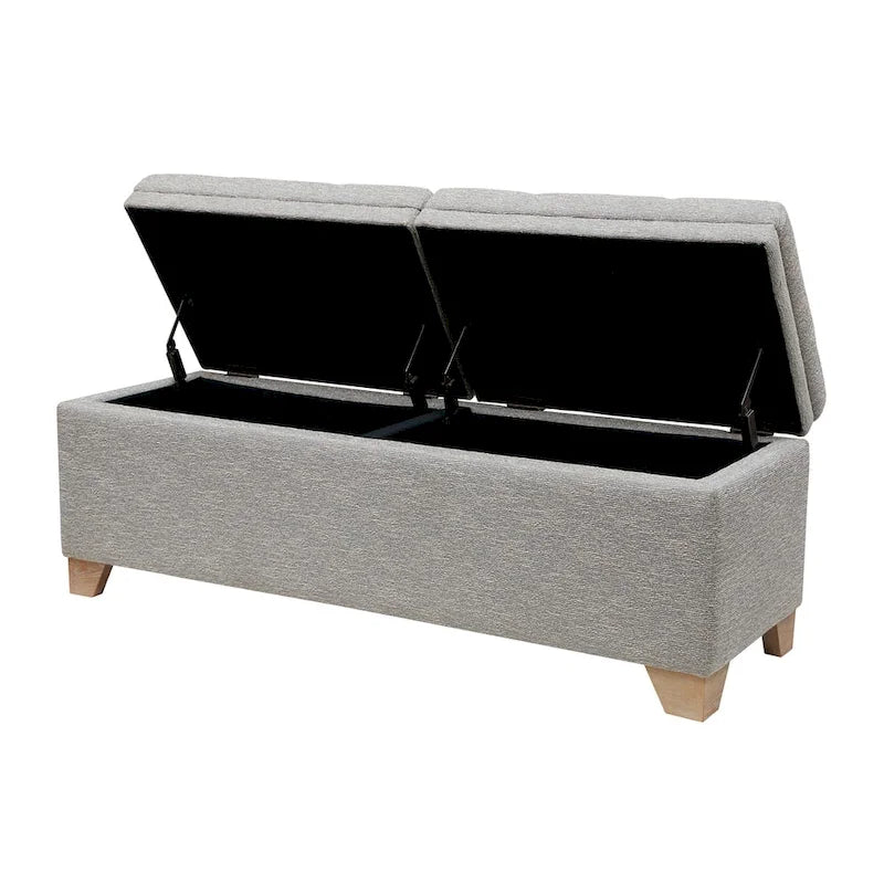 Soft Close Storage Bench in Grey Fabric