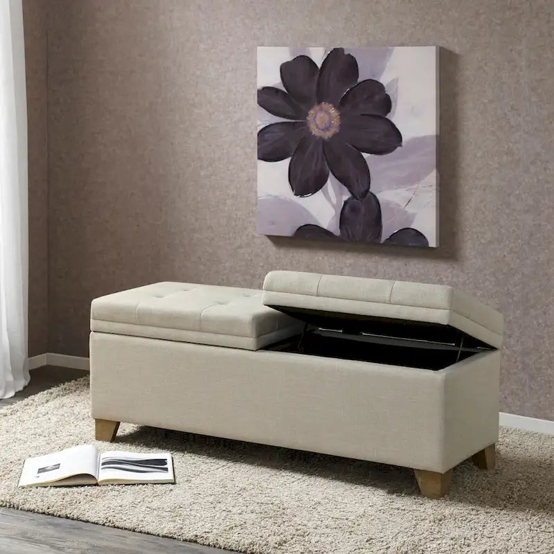 Soft Close Storage Bench in Grey Fabric