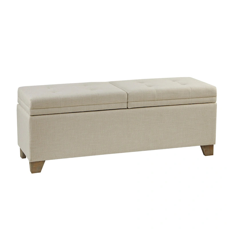 Soft Close Storage Bench in Grey Fabric