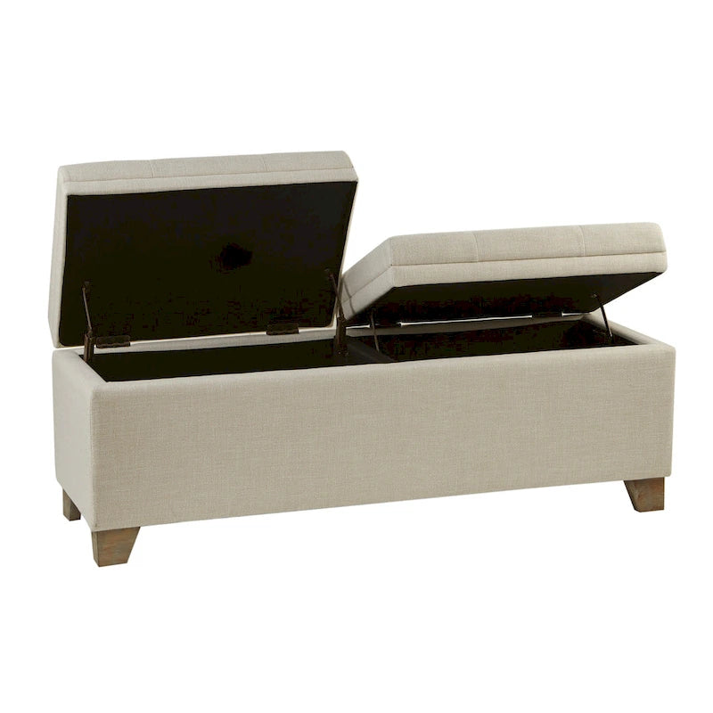 Soft Close Storage Bench in Grey Fabric