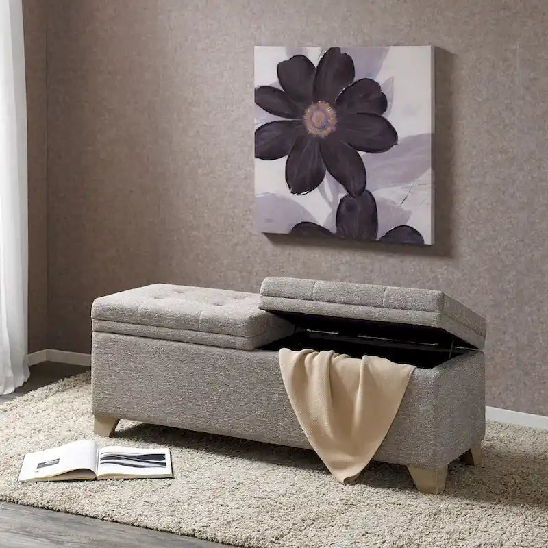 Soft Close Storage Bench in Grey Fabric