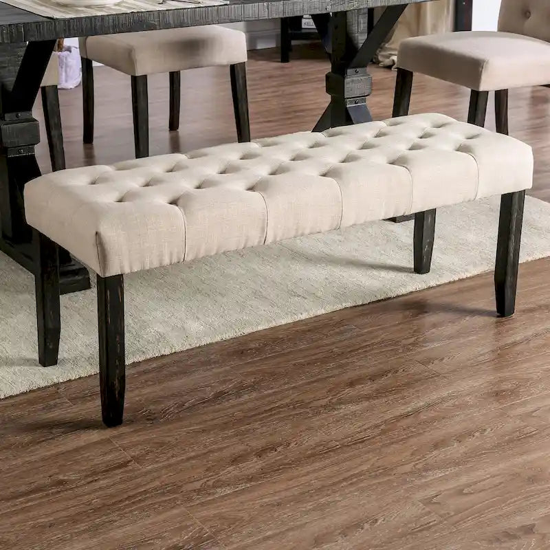 Rustic Tufted 48" Upholstered Dining Bench