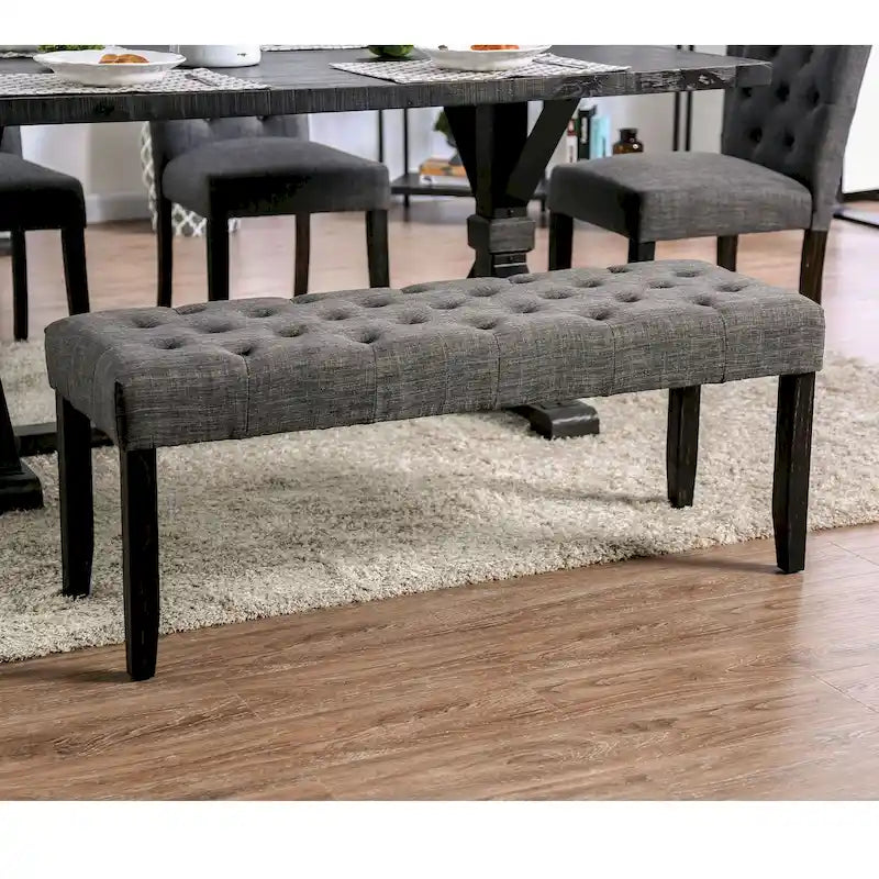Rustic Tufted 48" Upholstered Dining Bench
