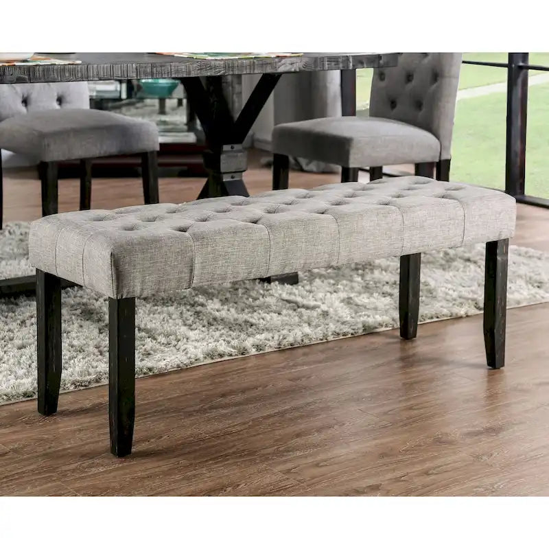 Rustic Tufted 48" Upholstered Dining Bench
