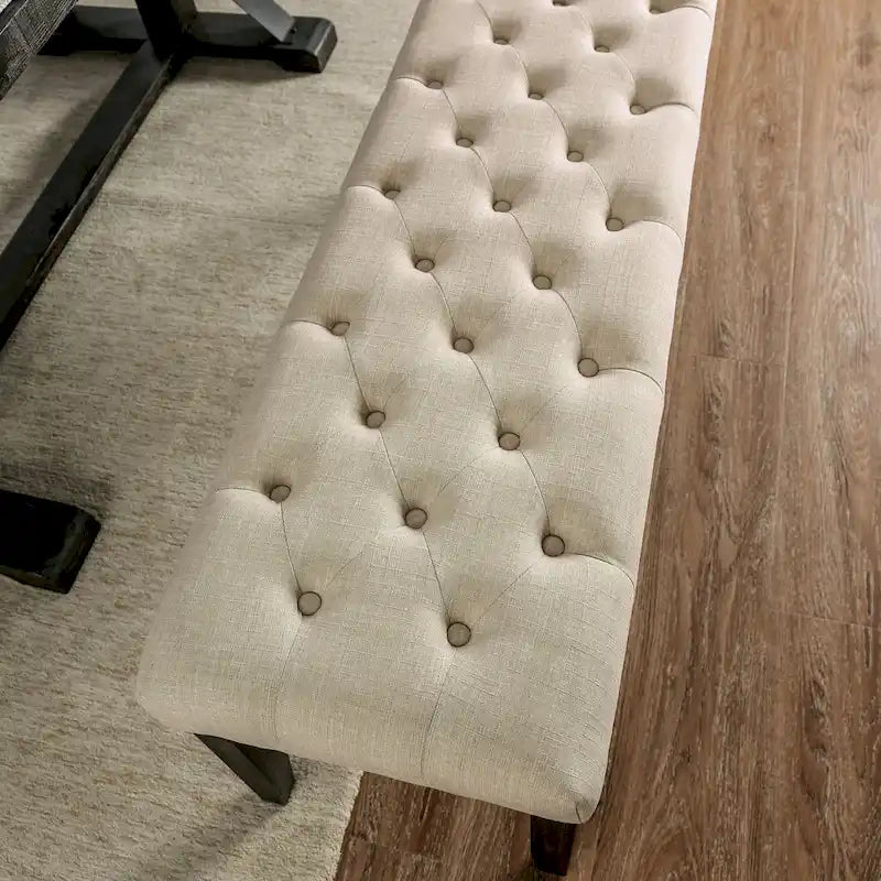 Rustic Tufted 48" Upholstered Dining Bench