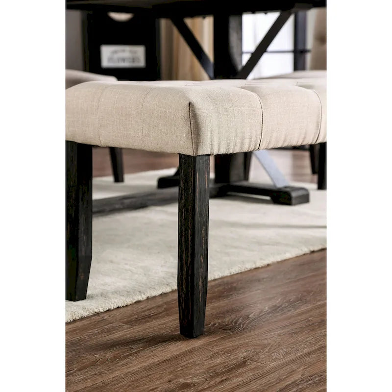 Rustic Tufted 48" Upholstered Dining Bench