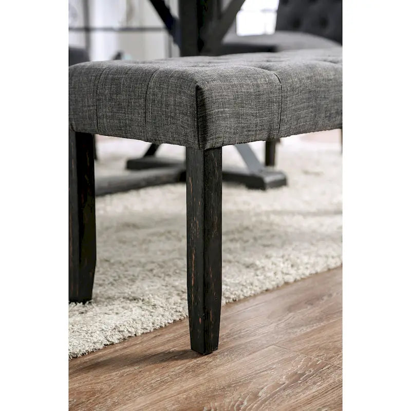Rustic Tufted 48" Upholstered Dining Bench