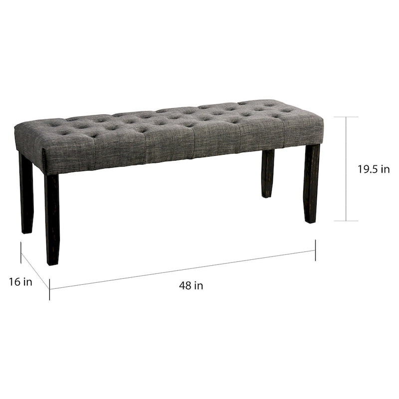Rustic Tufted 48" Upholstered Dining Bench