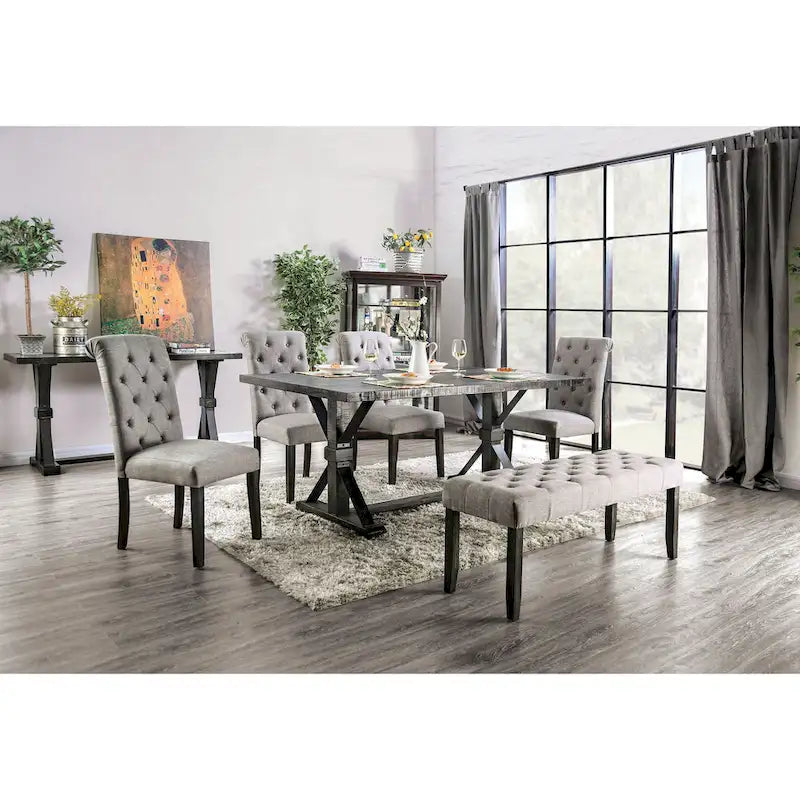 Rustic Tufted 48" Upholstered Dining Bench