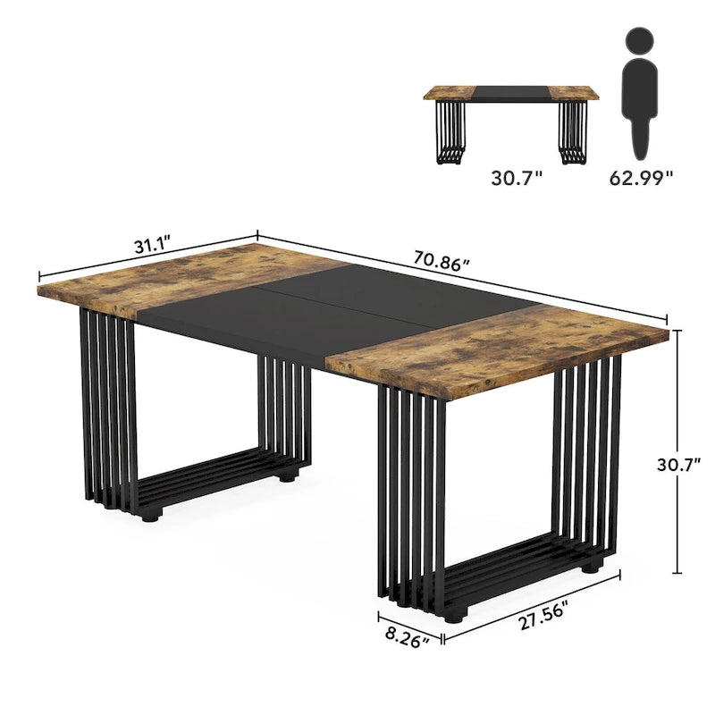 70.9 Modern Office Desk, Wood Computer Desk Large Executive Desk